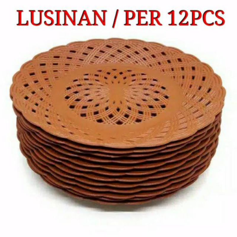 Piring plastik motip rotan ,piring rotan - harga PER 1LUSIN / 12PCS