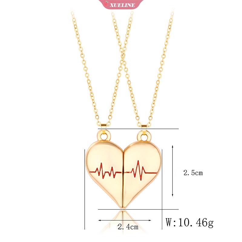 2pasang Cinta Elektrokardiogram Pasangan Kalung Koneksi magnet Untuk Pasangan Cinta DIY Liontin Kalung Gelang Membuat Perhiasan Aksesoris [ZXL]