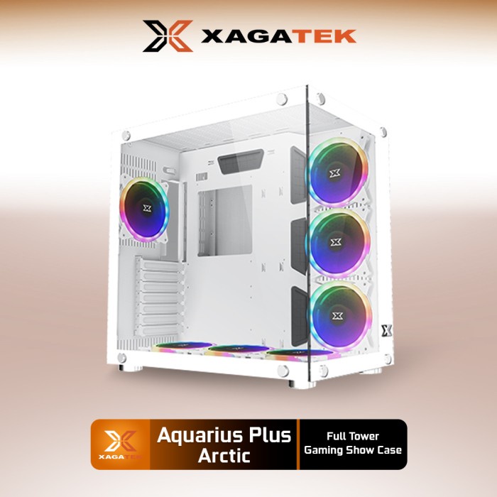 CASING XAGATEK AQUARIUS PLUS WHITE - FREE 7 FAN RGB