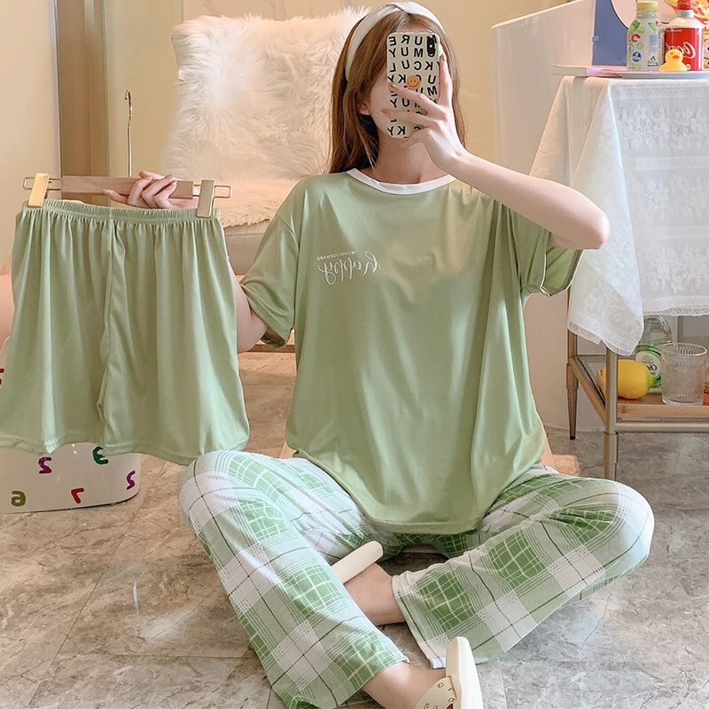 GROSIRTAS TG1483 Set Baju Tidur Wanita 3 IN 1 ALL SIZE Import Banyak Warna