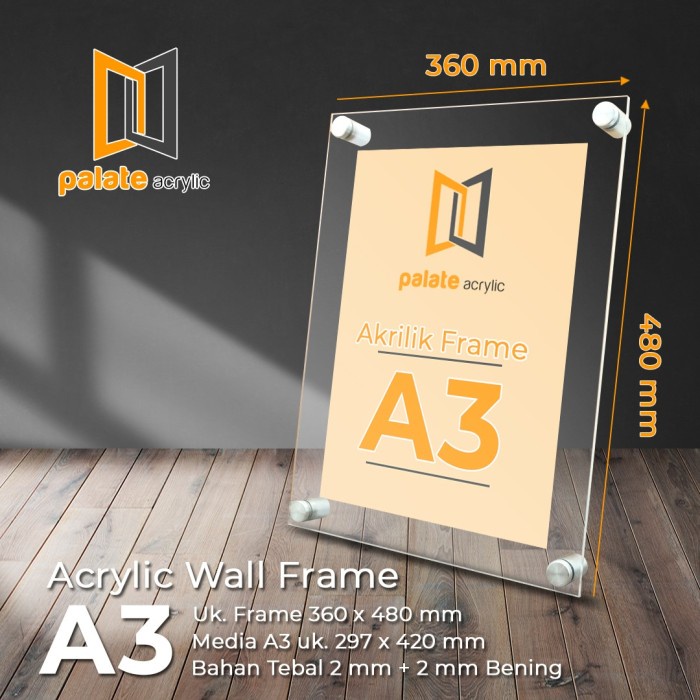 

ACRYLIC/AKRILIK FRAME POSTER/WALL DISPLAY UKURAN A3 BAHAN 2MM DOUBLE
