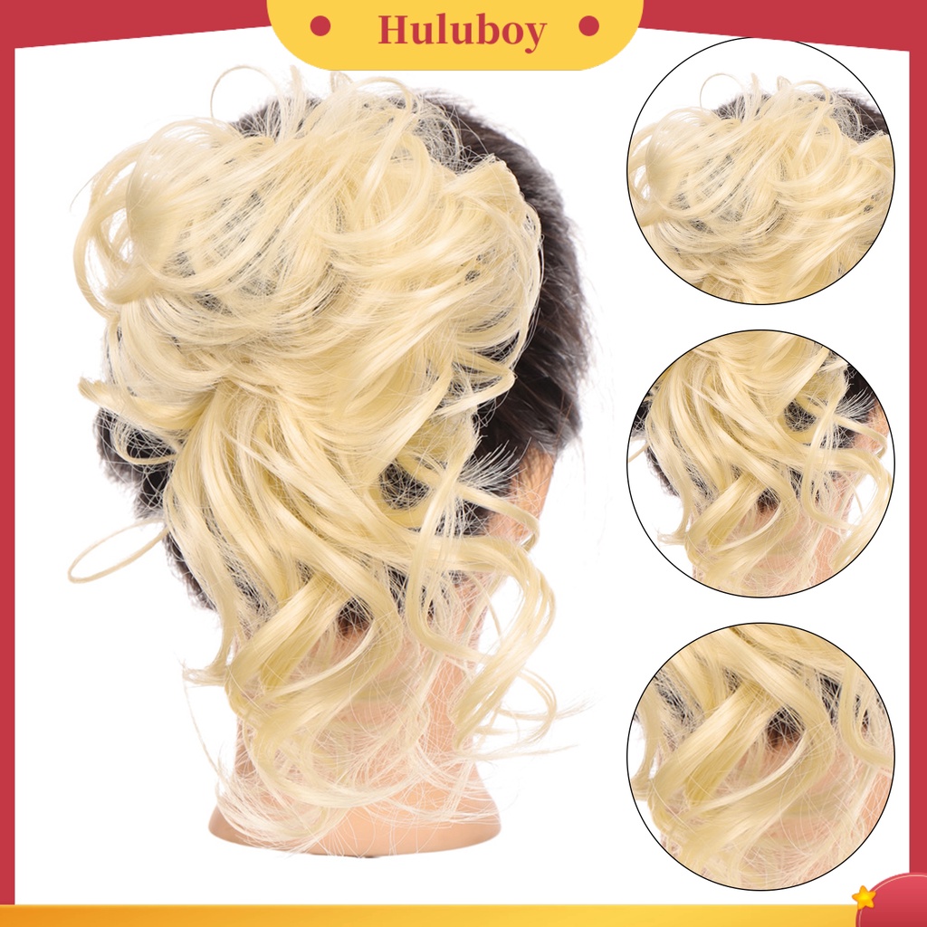 Wig Rambut Scrunchies Elastis Model Keriting Donat Chignon Messy Warna Alami Untuk Wanita