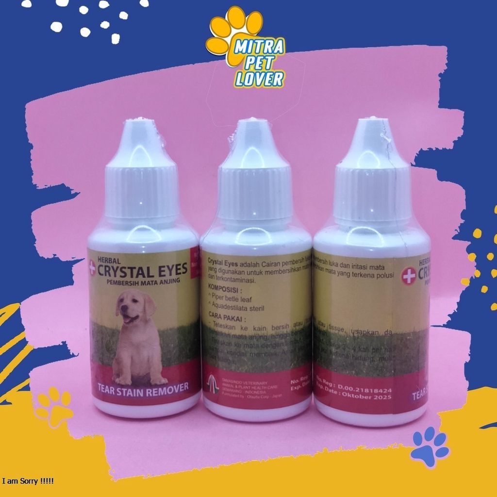 CAIRAN PEMBERSIH MATA ANJING - CRYSTAL EYES DOG DROP 30ML - UNTUK MENGOBATI MEMBERSIHKAN IRITASI MATA BERAIR DOGGY PUPPY DOGGIE- MURAH ASLI GARANSI KUALITAS ORIGINAL - PET ANIMAL TAMASINDO OBAT KESEHATAN &amp;  VITAMIN TERNAK HEWAN  MITRAPETLOVER