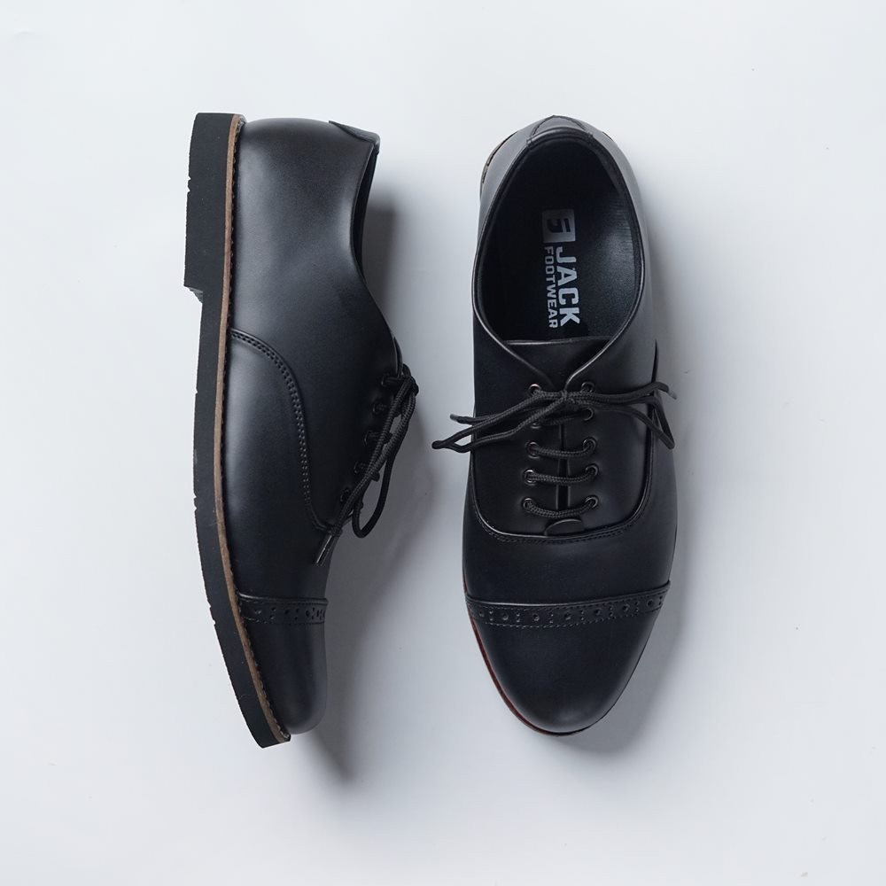 EDRIC BLACK ORIGINAL x JACK Sepatu Formal Hitam Tali Pria Pantofel Kerja Kantor Dinas Resmi Guru Kantoran Pesta Undangan Wedding Kondangan Nikah Kuliah Modern Casual Oxford Semi Kulit Premium Footwear Big Size Jumbo Ukuran Besar 44 Keren Terbaru Kekinian