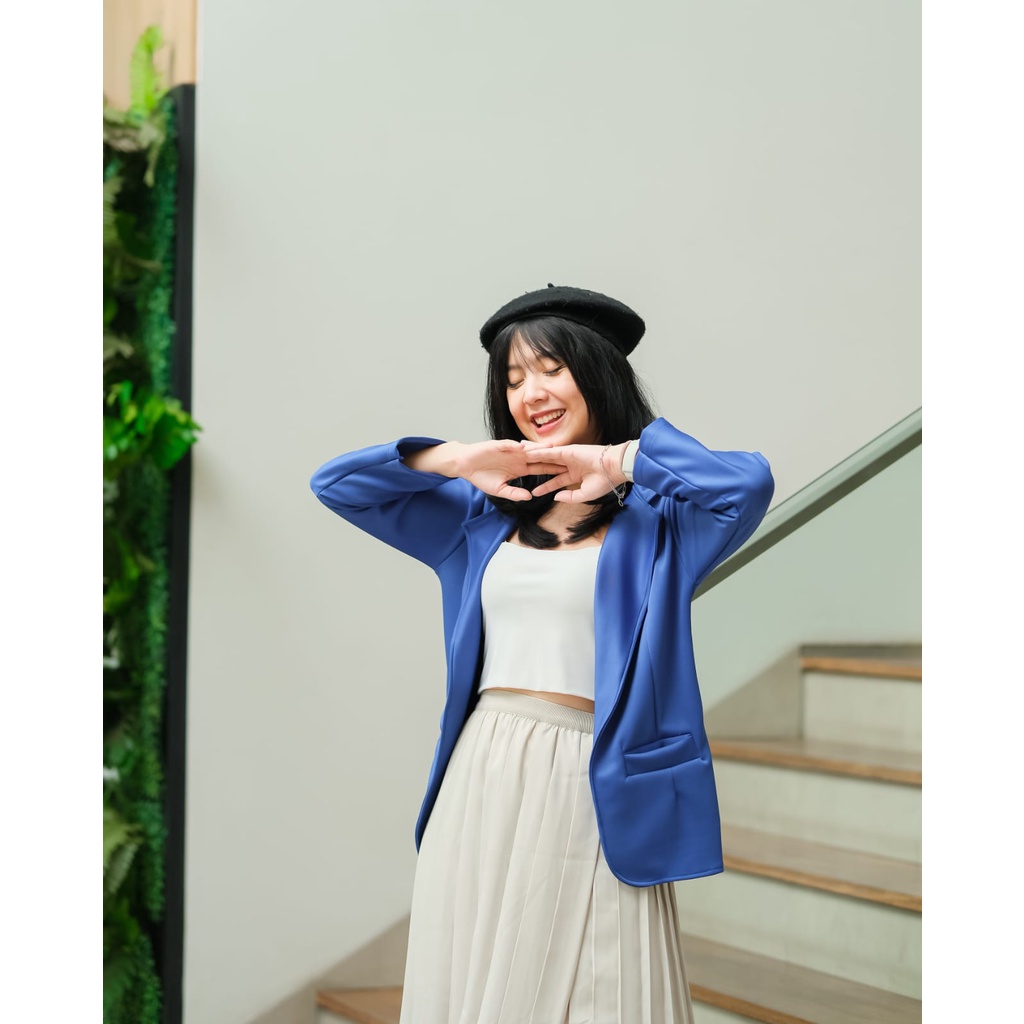 BLAZER WANITA - VERONICA BLAZER - BLAZER SCUBA PREMIUM - OUTFIT SIMPLE KOREA STYLE