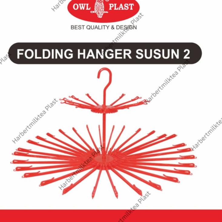 Recomend - Folding hanger 30 stik susun 2 Owl plast/gantungan baju bayi plastik/Folding hanger 24 st