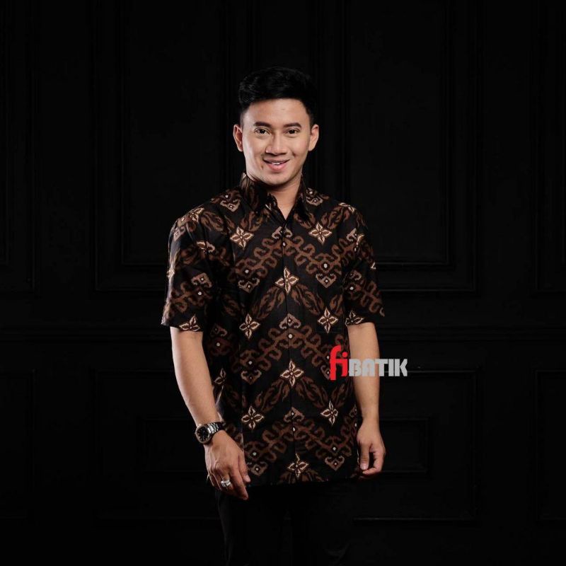 BAJU BATIK COUPLE AYAH DAN ANAK LAKI-LAKI Zig Zag Hitam TERLARIS / COD