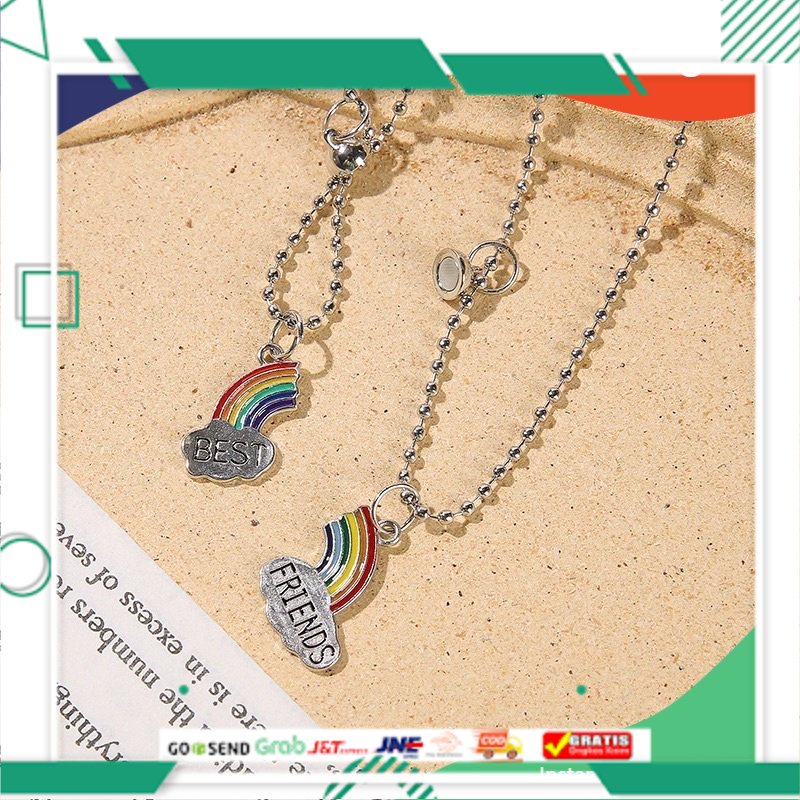 2pcs kalung rantai magnet Couple bestfriend/ kalung Couple pasangan persahabatan aesthetic helloladi