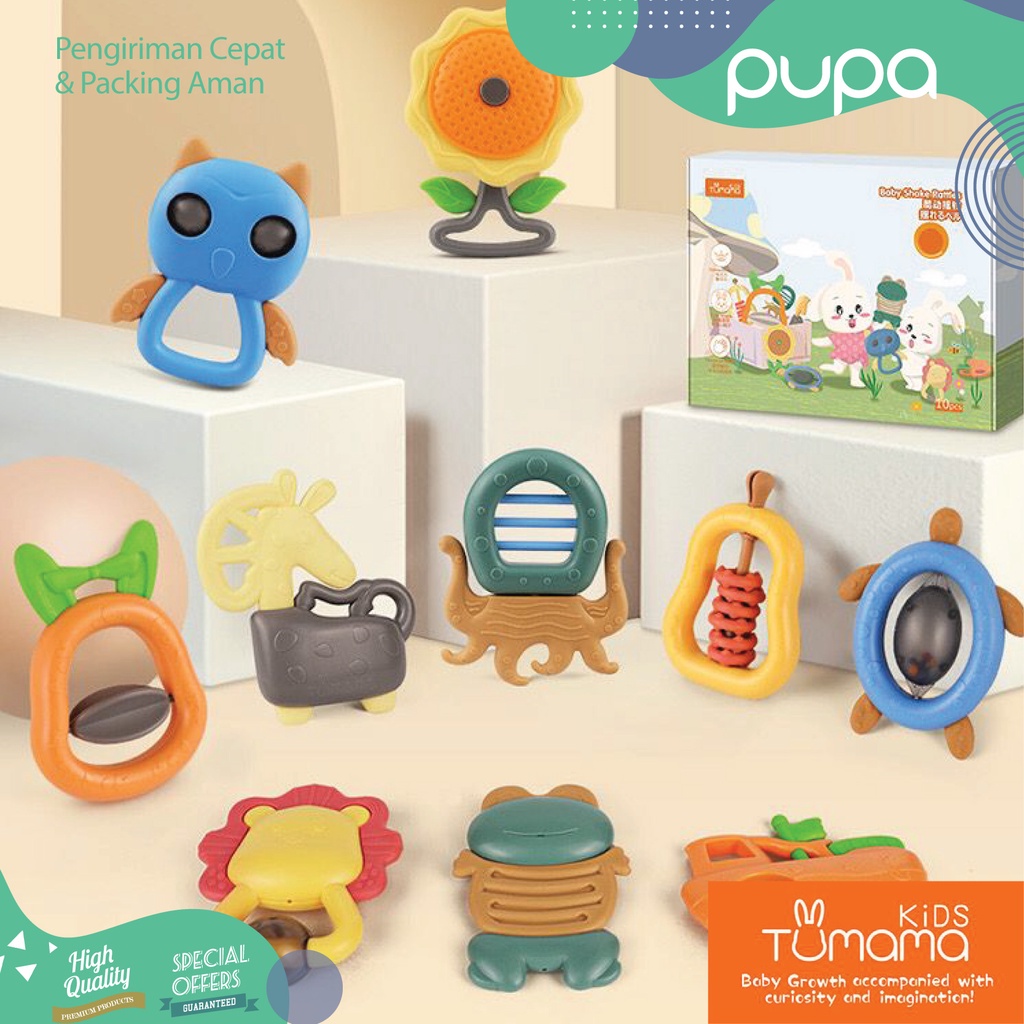 TUMAMA Baby Rattle Toy Teether Baby 10 in 1 + Box Mainan Gigitan Bayi Anak Set