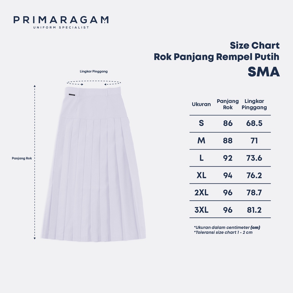 OBRAL BARANG CACAT rok sma putih rempel bawah pinggang rok sekolah sma rok sekolah sma panjang putih sma-002