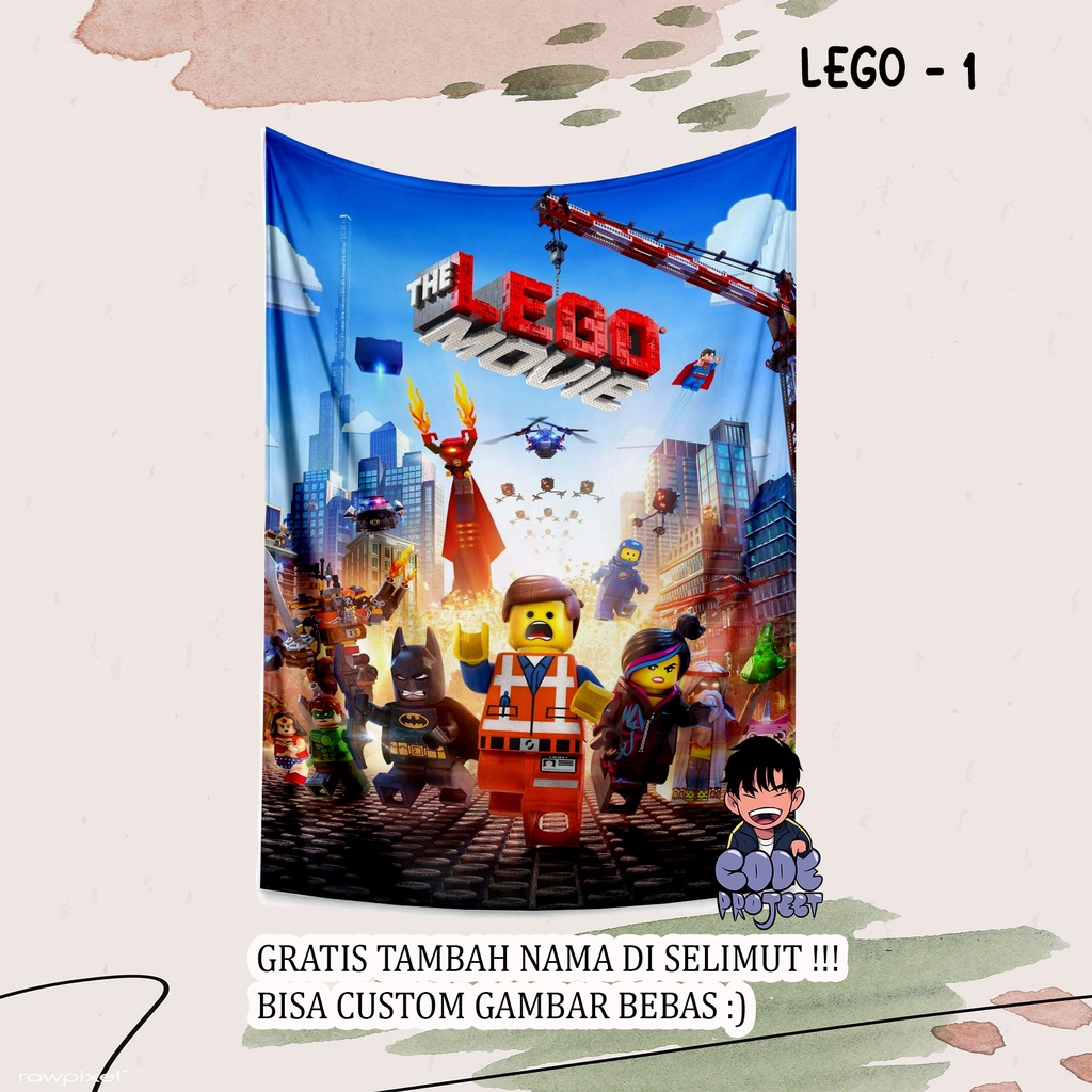 SELIMUT ANAK KARAKTER LEGO - selimut lego - selimut karakter - selimut anak kartun lucu
