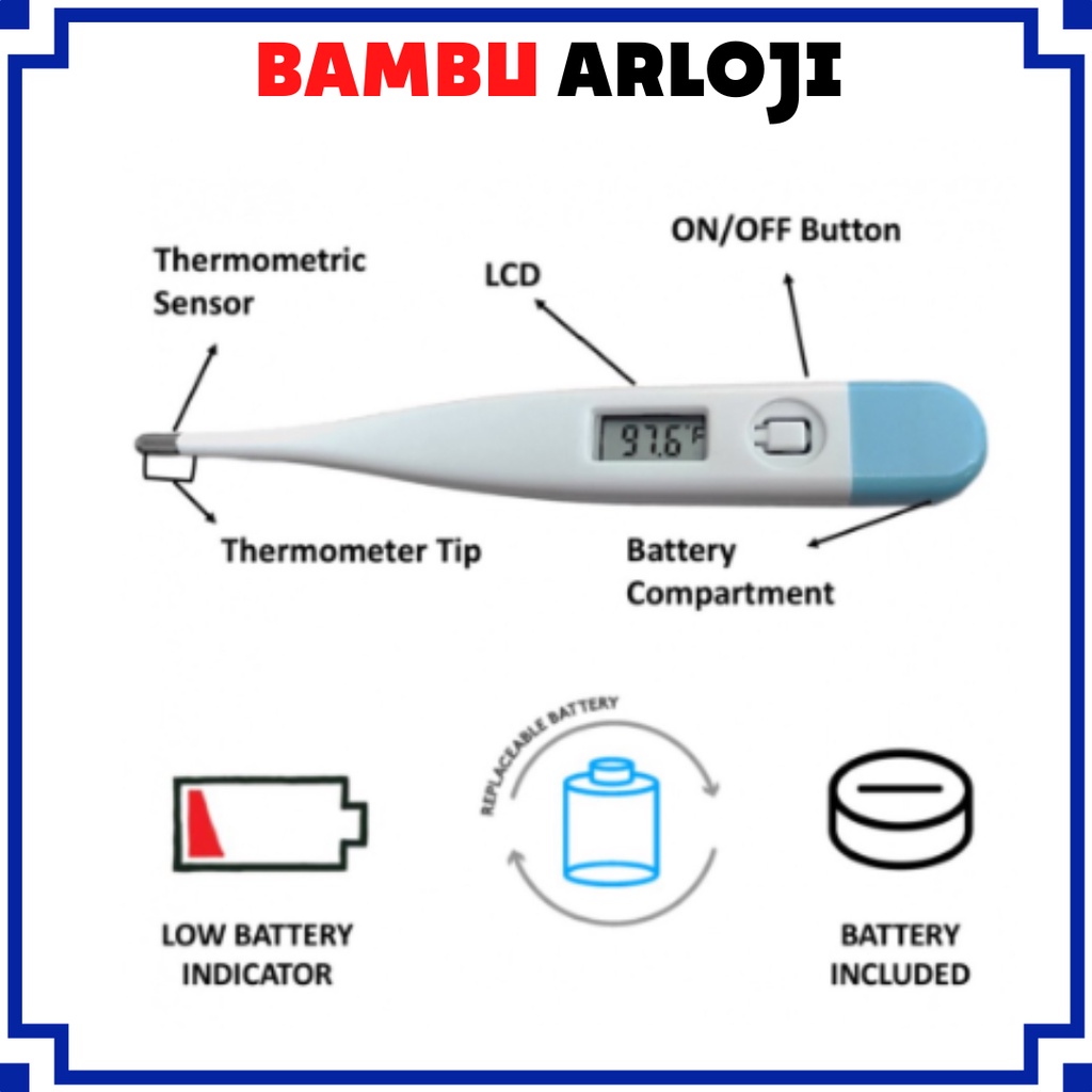 BAJ Thermometer Digital Alat Pengukur Suhu Badan Tubuh Bayi Baby Anak Dewasa termometer mulut ukur ketiak anus XHF2001 / SS077