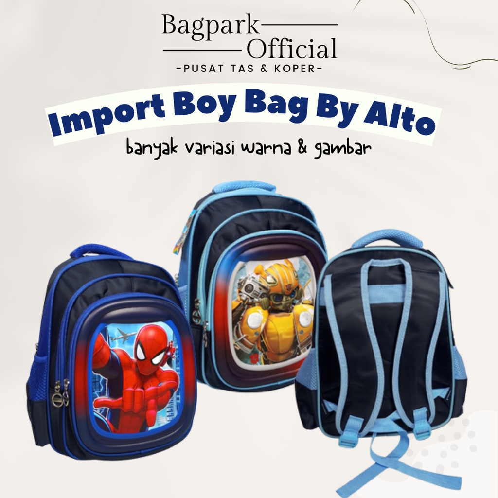 TAS SEKOLAH ANAK COWOK ALTO 14 INCH TAS ANAK LAKI LAKI ORIGINAL EMBOS GAMBAR AVENGERS SPIDERMAN TRANSFOMER