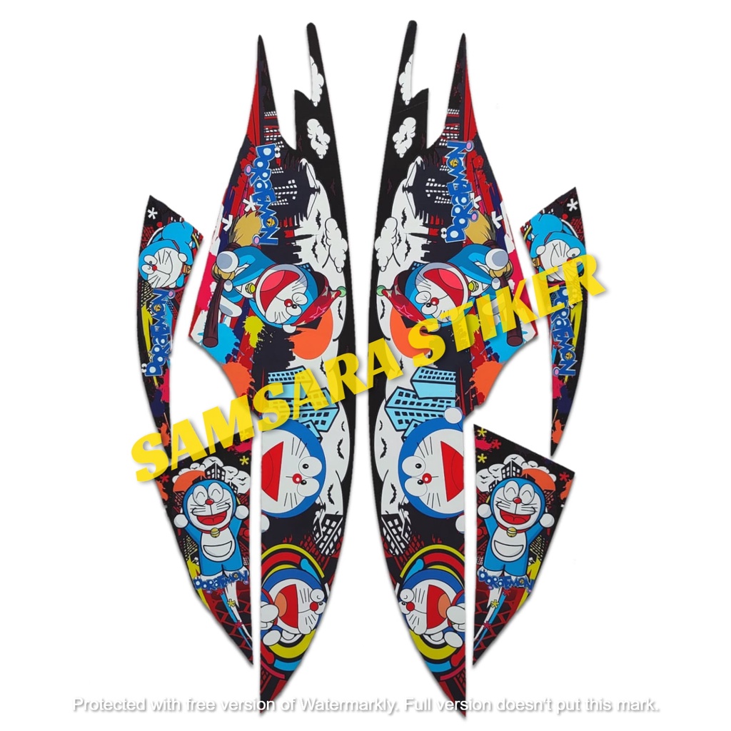 Stiker Motor Beat Pop Variasi Doraemon Hitam
