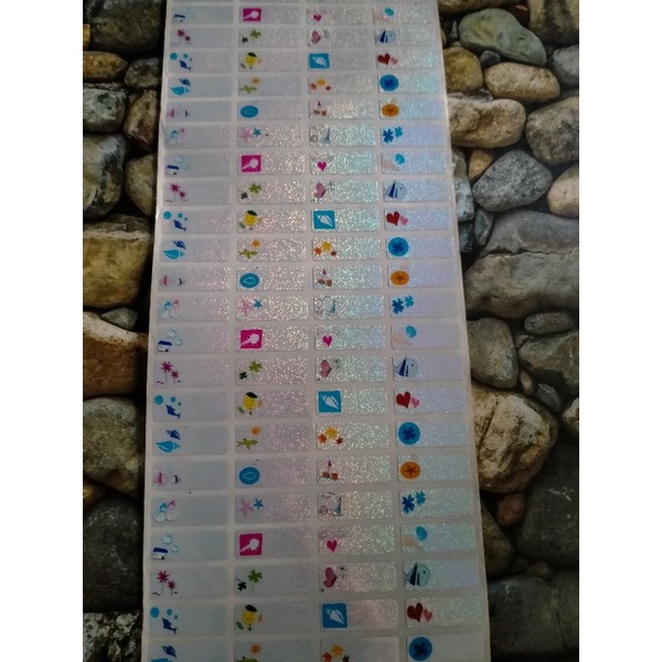 

Stiker label nama waterproof simbol glitter