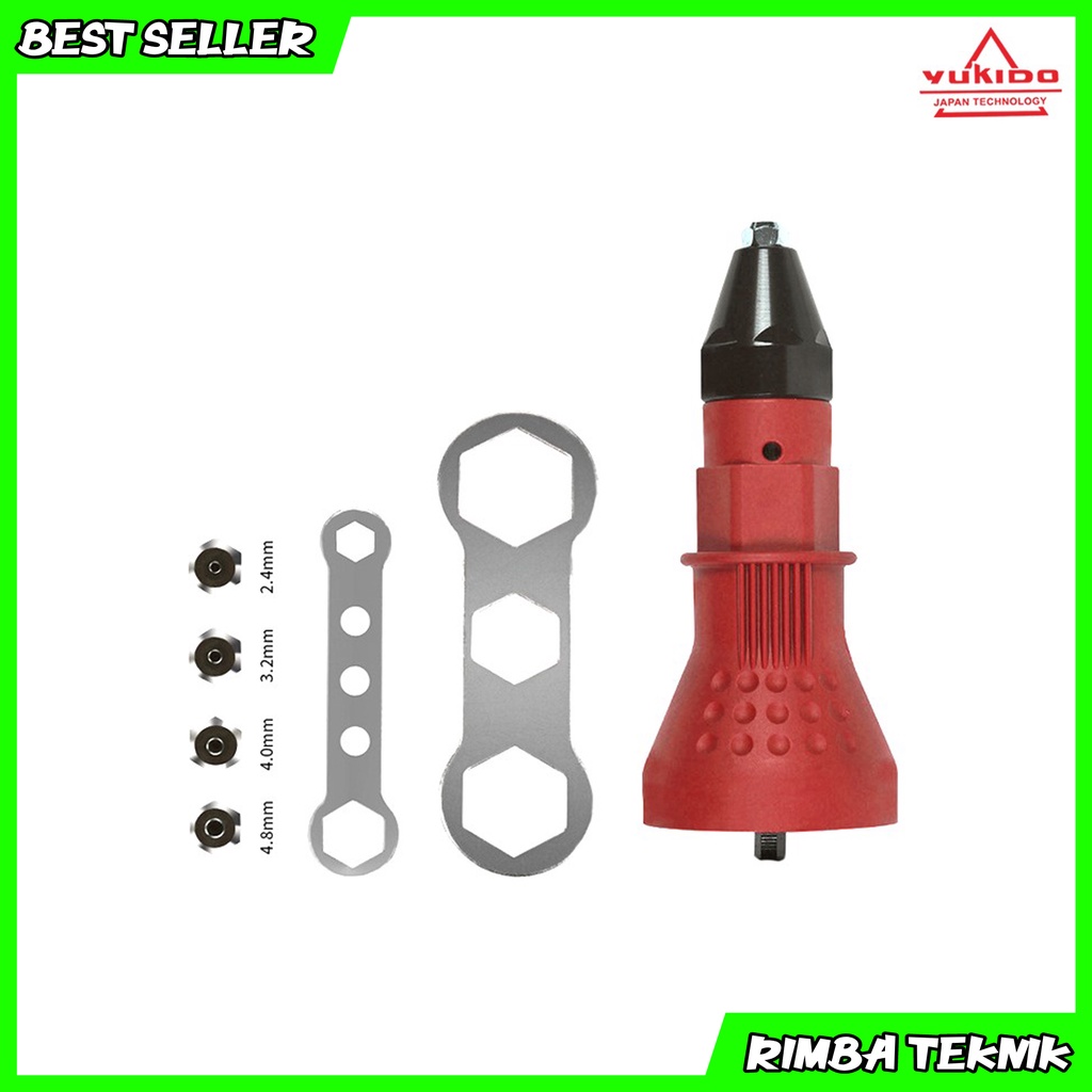 Adapter Riveter Universal Electrik Rivet Gun Yukido Adaptor Paku Rivet 2.4mm 3.2mm 4.0mm 4.8mm Sambungan Konverter Bor Ke Tang Rivet