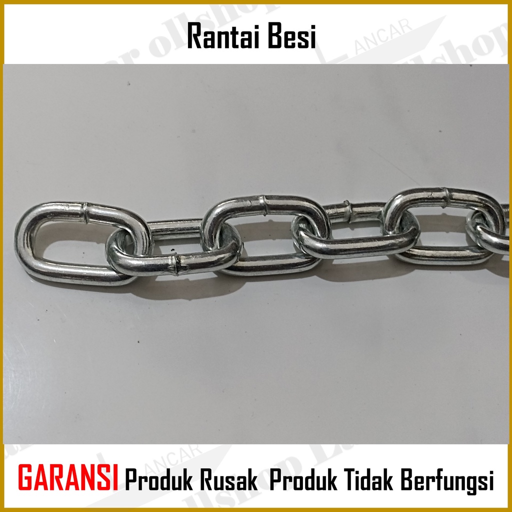 Rantai Besi / Rantai Kapal Galvanized 6 mm 1/4 inch Panjang 1 Meter / Rante Rantai Pagar Besi Besar