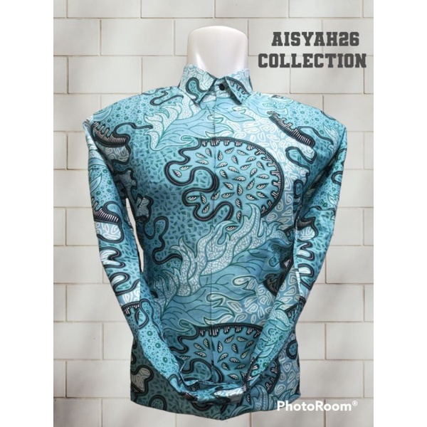 New colour, kemeja batik pria katun primis lapis furing warna hijau wardah