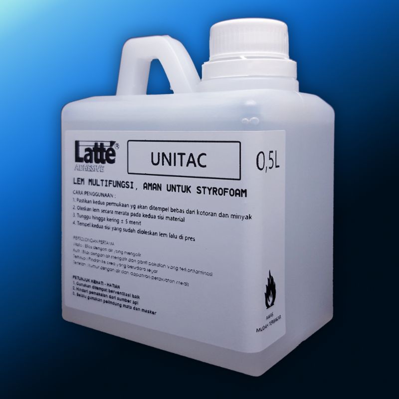 

Jual lem styrofoam cair LATTE UNITAC 500 gr untuk gabus prakarya