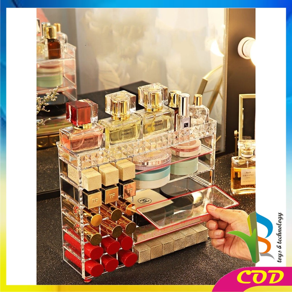 RB-K8 Kotak Lipstik Acrylic Diamond Rak Tempat Lipstik Alat Kosmetik Lipstick Organizer Rak Makeup