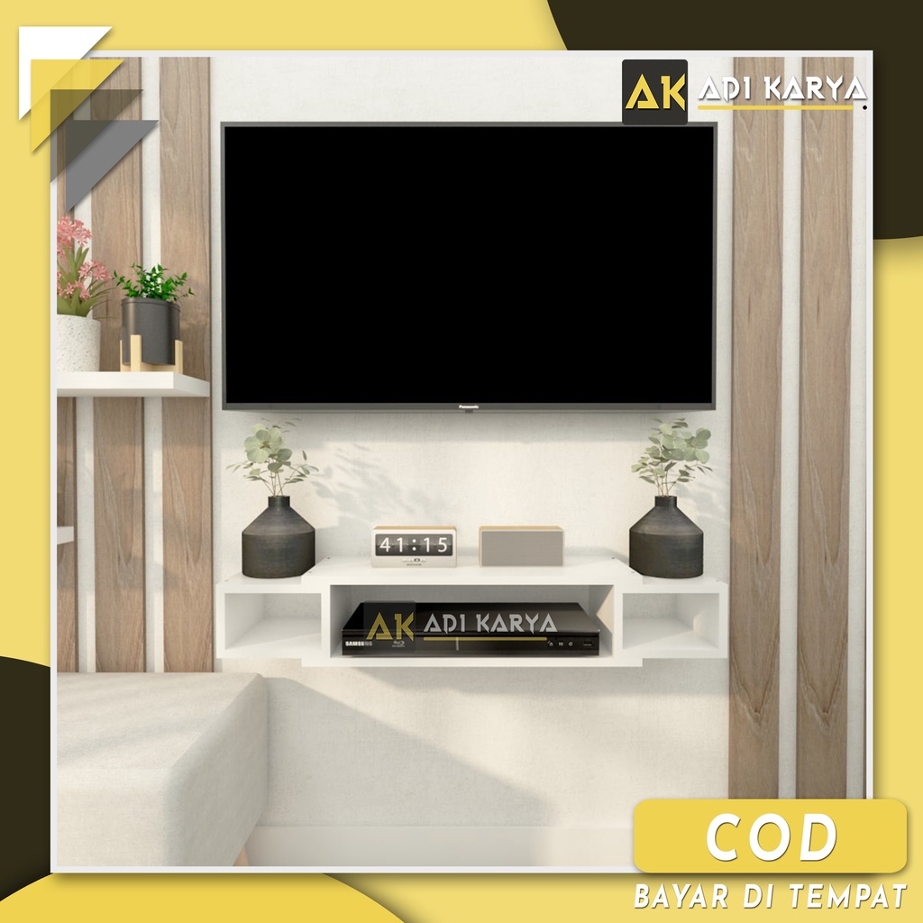 Rak Tv Minimalis Modern Terbaru Gantung Tempel Tembok Dekorasi Meja