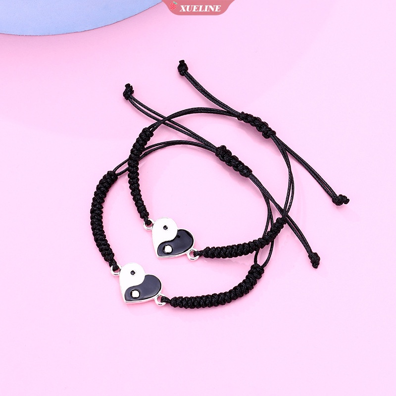 2buah Set Gelang Hitam Dan Putih Gaya Retro Cina Tai Chi Alloy Braided Gelang Pria Dan Wanita Pasangan Fashion Perhiasan [ZXL]