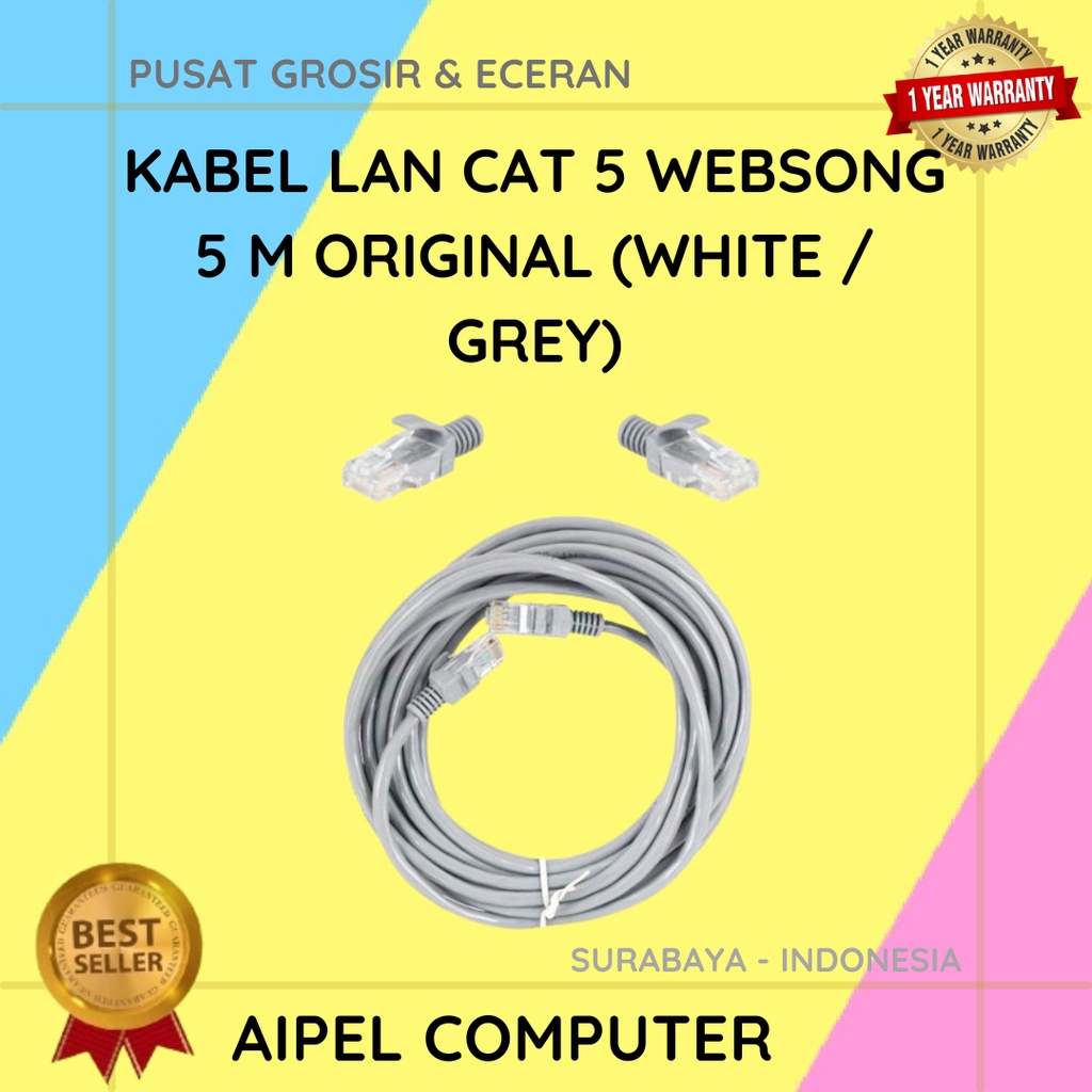 KL5W5 | KABEL LAN CAT 5 WEBSONG 5 M ORIGINAL (WHITE / GREY)