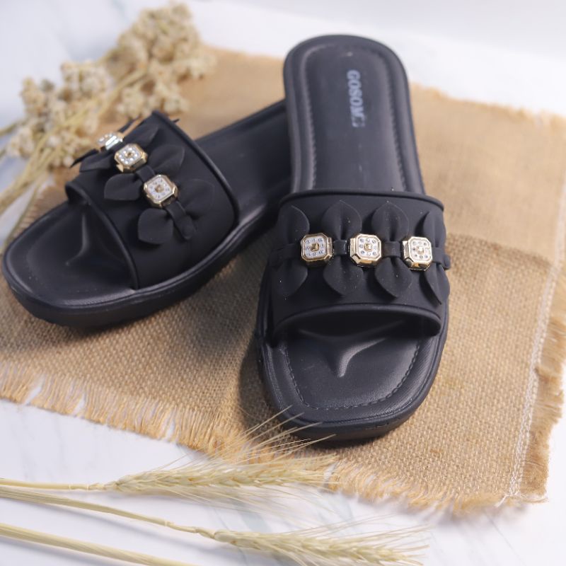 Gosome Meluncur dengan Sandal Selop Wanita Terbaru dan Motif Bunga yang Elegan Size 36-40