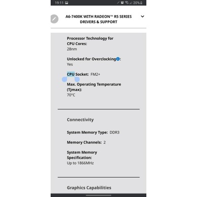 Processor amd a6 7400k 3.5ghz socket fm2+