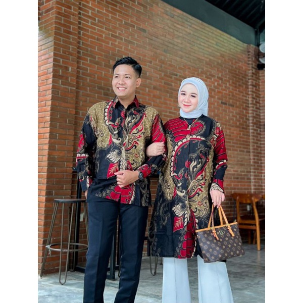 Batik Cahaya_2 Baju Batik Couple Tunik Motif Daun Sirih