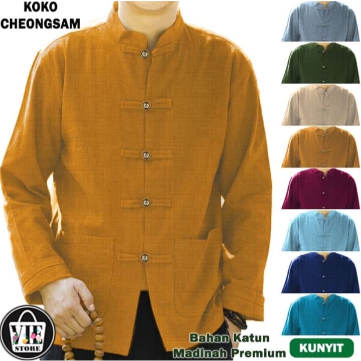 Atasan Pria KOKO CHEONGSAM MADINAH LENGAN PANJANG/Baju Koko Pria/Kemeja Koko Pria/Baju Shanghai Pria