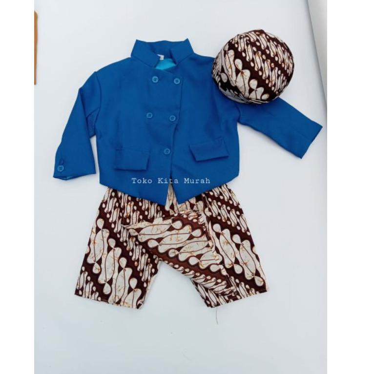‼️Setelan Beskap Anak laki laki usia 0- 2 tahun Motif Senada  / Baju adat anak / Setelan Baju anak l