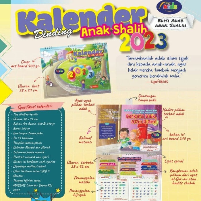 

✨NEW✨ - KALENDER DINDING ANAK SHALIH 2023 | Edisi Adab Anak Shalih