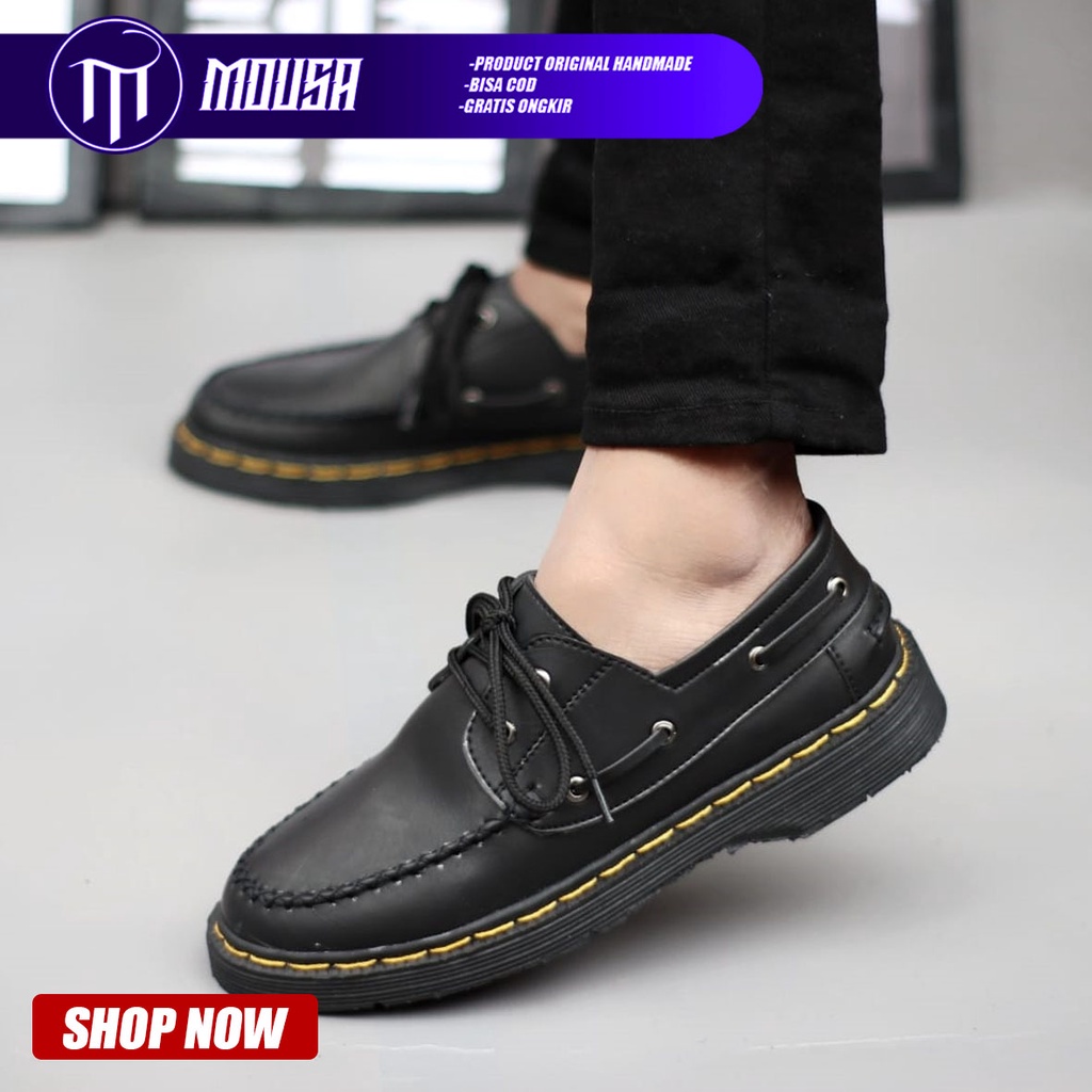 Sepatu Pantofel Formal Docmart Kerja Hitam Mousa Lomi