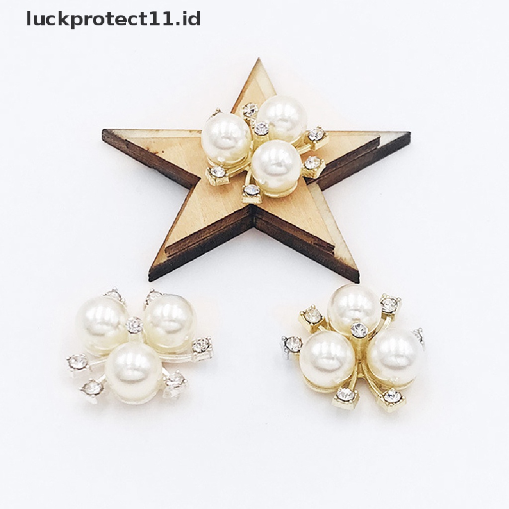 /Fashion Hot// Fashion// 10pcs DIY Bunga Rhinestones Mutiara Tombol Dekorasi Pernikahan Jahit Dekor Craft.