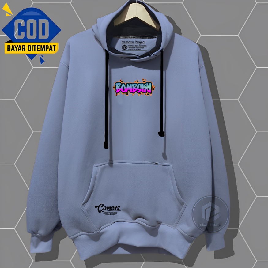 Sweater Hoodie Premium Pria Distro Sablon Bombsky Warna Abu Paralon Original Tebal Size M L XL XXL Hodie Laki Hight Quality Local Brand Hudi Cowok Cewek Terbaru 2023