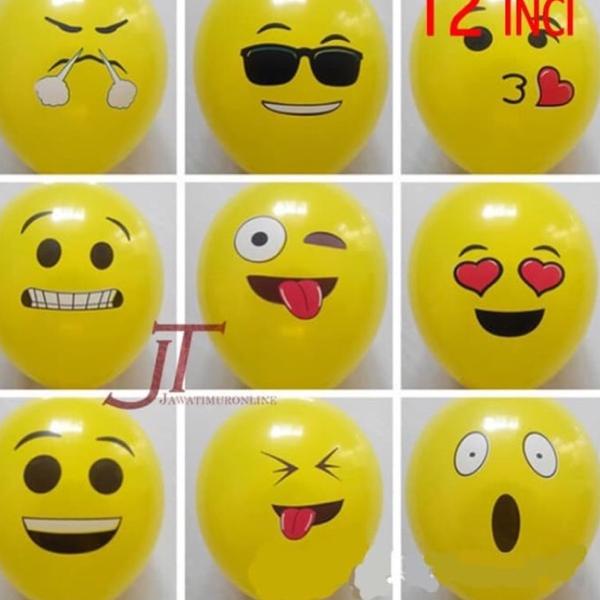 づ Balon Latex Emoji 12 INCI (isi 5 Biji) Balon Smiley 12 INCI ™