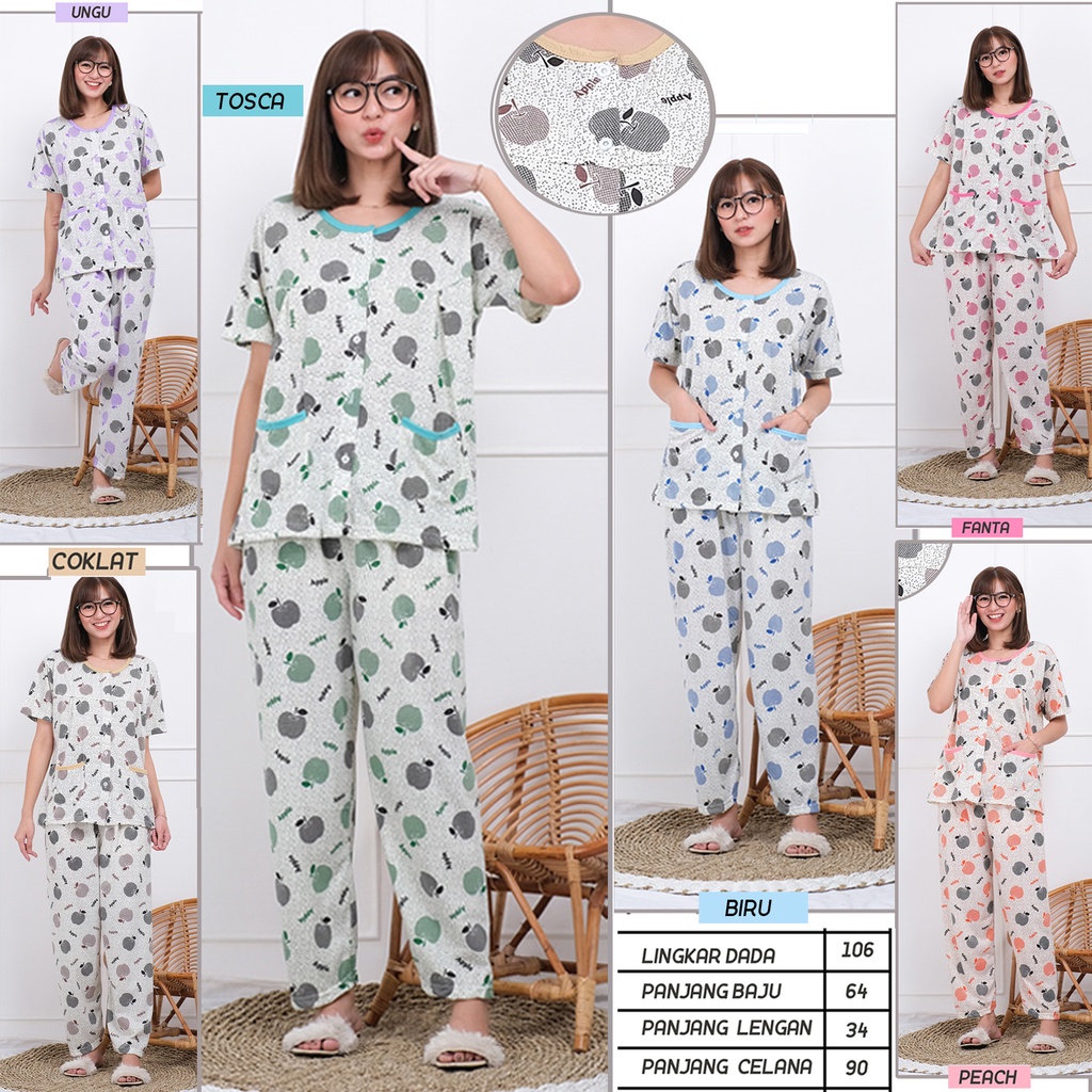 BAJU TIDUR WANITA CP BUKA KANCING 5 2287 / PIYAMA