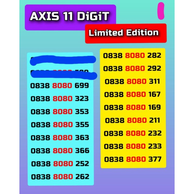 Perdana AXIS 11 DIGIT Cantik Limited Edition, STOCK TERBATAS 