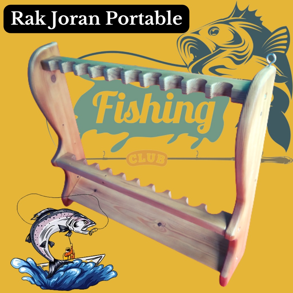 Rak Pancing Bahan Kayu Tempat Joran Stik Golf Stik Bilyard / Rak Joran Portable / Rak Stik Golf / Ra