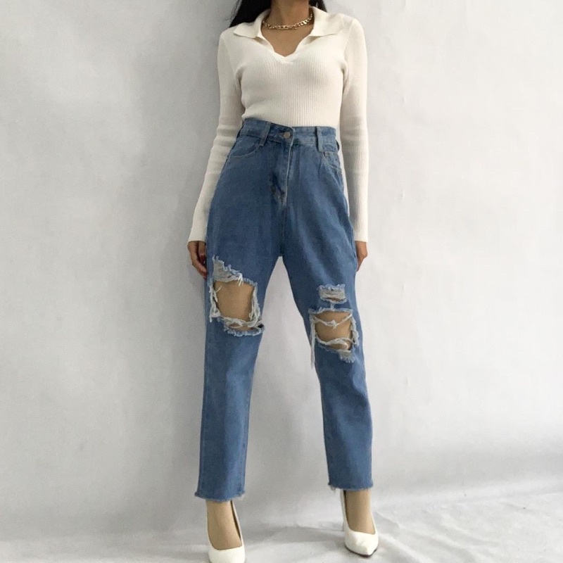 [LUXE.DLABEL]-E68 Jeans |Celana Jeans Highwaist Wanita Import Celana Panjang Jeans Highwaist Wanita Boyfriend Jeans Baggy Jeans Straight Jeans Wanita Murah Import Premium Korea