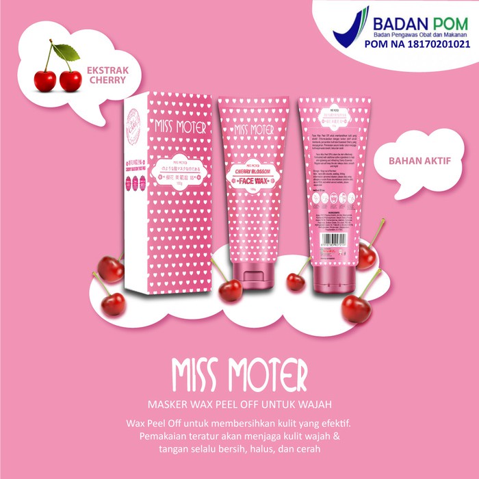 MISS MOTER PINK BY SYB ORIGINAL FACE WAXING - MISS MOTER BERRIES BLOSSOM DAN HATOMUGI PEEL OFF | Miss Moter Sby Waxing Pink &amp; berries - BPOM