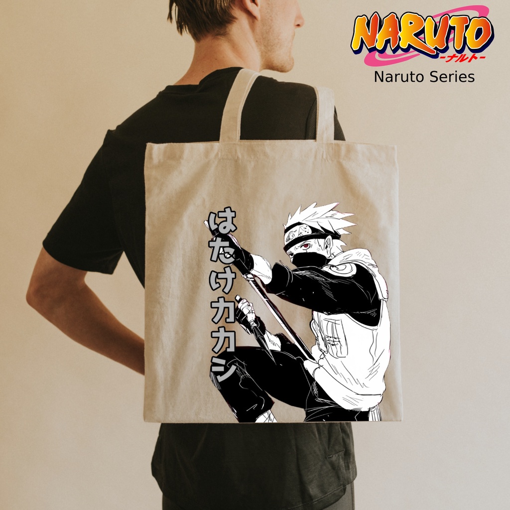 Totebag Anime Naruto Sasuke Kakashi Tote bag premium Totebag zipper totebag velcro