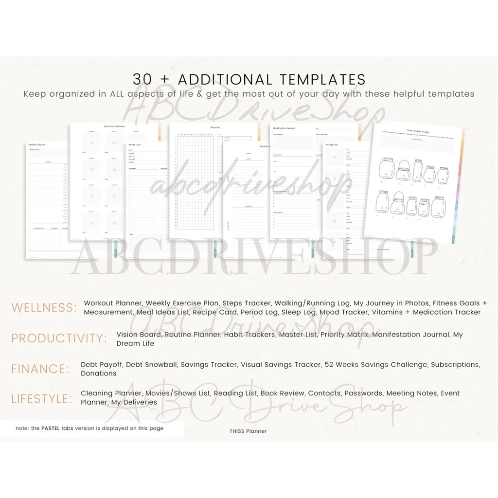 Digital Planner - Undated Daily Planner Portrait