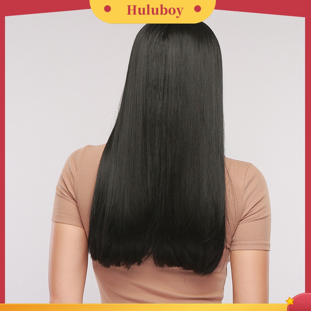 Wig Rambut Sintetis Model Panjang Lurus Ukuran 28 Inch Tahan Panas Untuk Wanita
