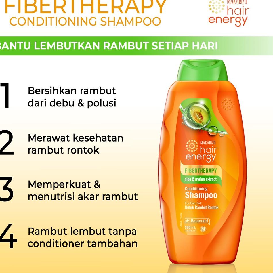 KODE-RT24 Makarizo Hair Energy Fibertherapy  Conditioning Shampoo Aloe &amp; Melon 330 mL / Shampo Kondisioner SIN7