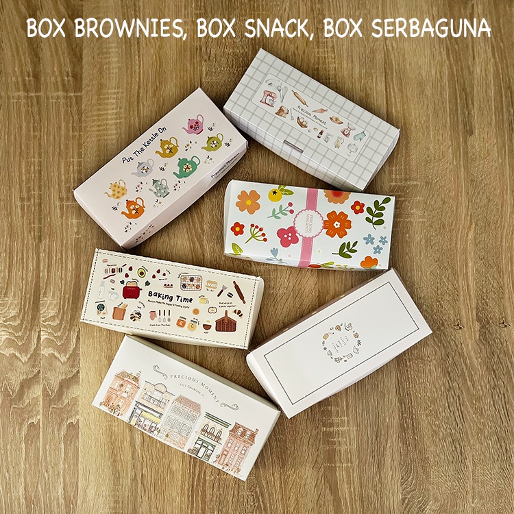 box BROWNIES Korean 23.5 x 10.5 x 5 kotak kue brownis motif dus bolu dos snack gift box kardus roti