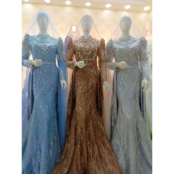 GAUN DUYUNG BEREKOR/GAUN PENGATIN DUYUNG BEREKOR FULL PAYET MEWAH