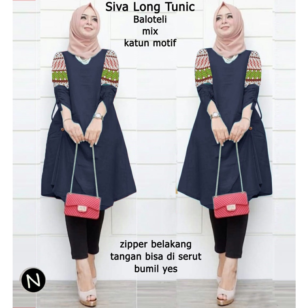 PIK - Tunik Long Siva XL, XXL, 3XL/ Pakaian Muslim Wanita/ Tunik Wanita/ Tunik Jumbo/ Fashion Muslim