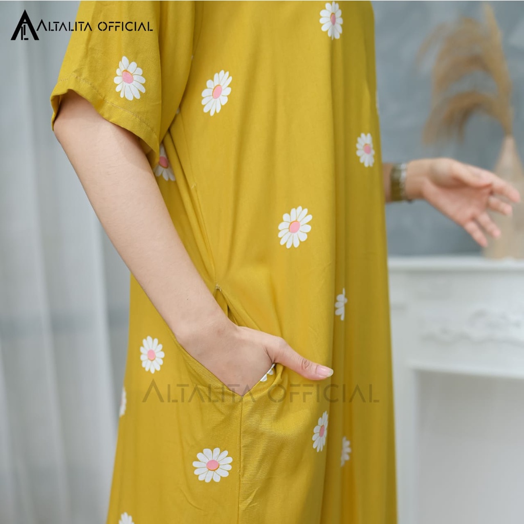 Altalita - Daster Panjang Busui Lengan Tangan Pendek Panjang Semata Kaki Motif Kekinian Bahan Rayon Premium Jumbo LD 120 Terbaru